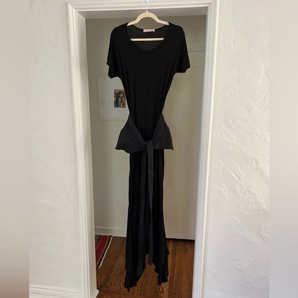 Preen Line Mermaid Hem Dress Long Black with Apron Belt Medium M - Picture 1 of 5